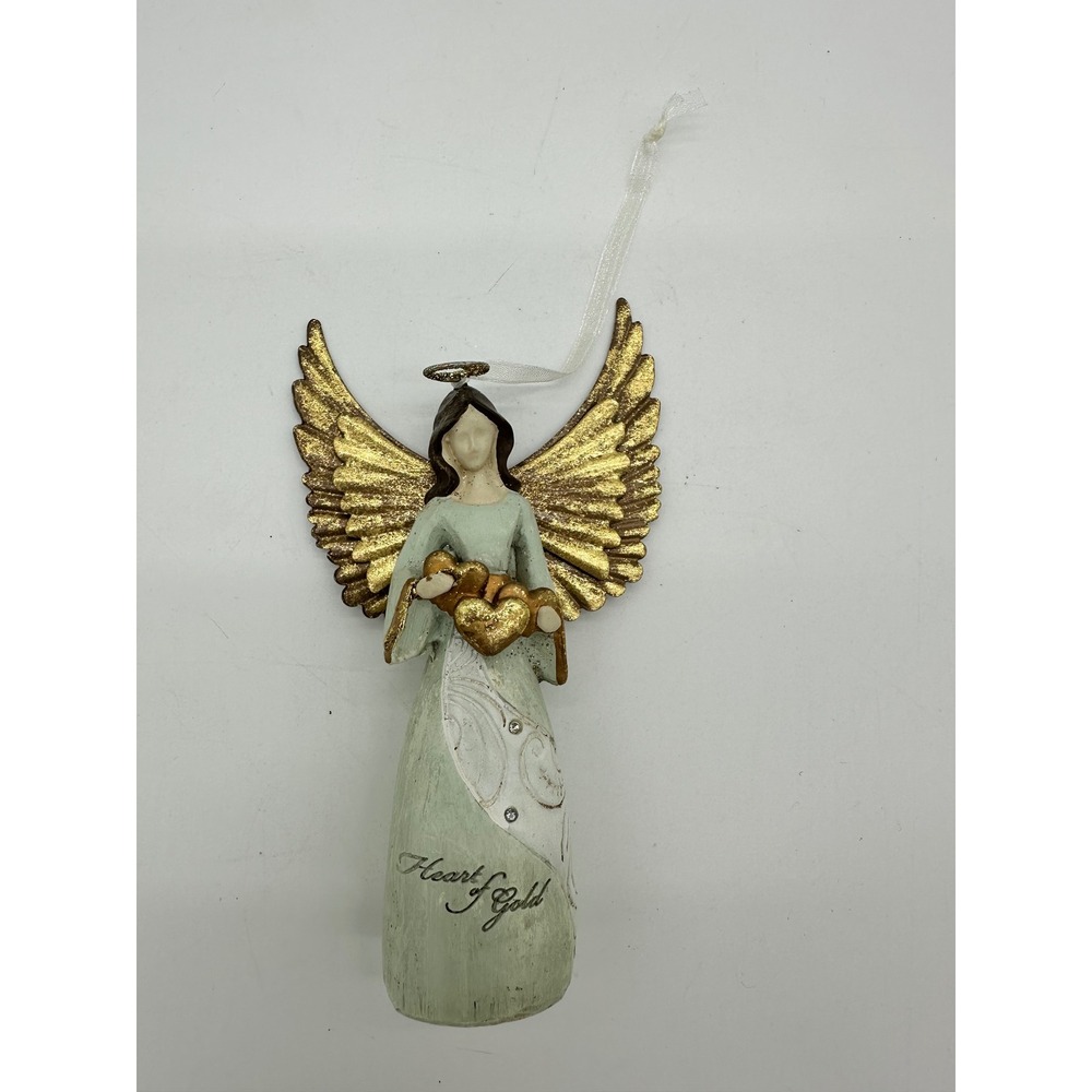 Angel Ornament Heart of Gold Figurine Gold Wings Christmas